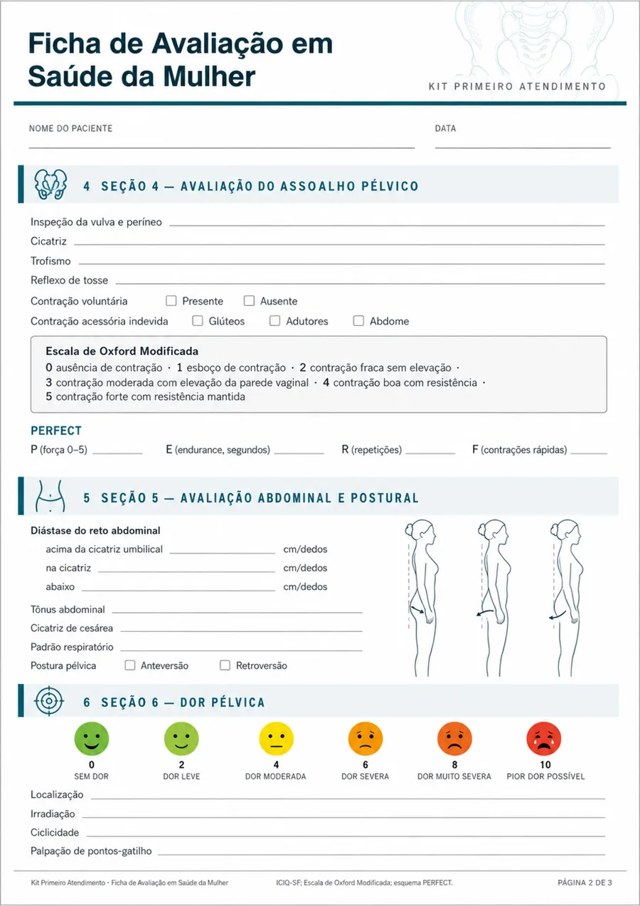 Ficha de Avaliação em Saúde da Mulher: avaliação abdominal e escala de dor pélvica